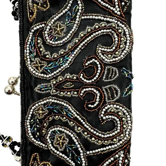 NWT Apt. 9 Black Beaded Evening Handbag Decorative Strap & Snap Closure - Picture 3 of 10